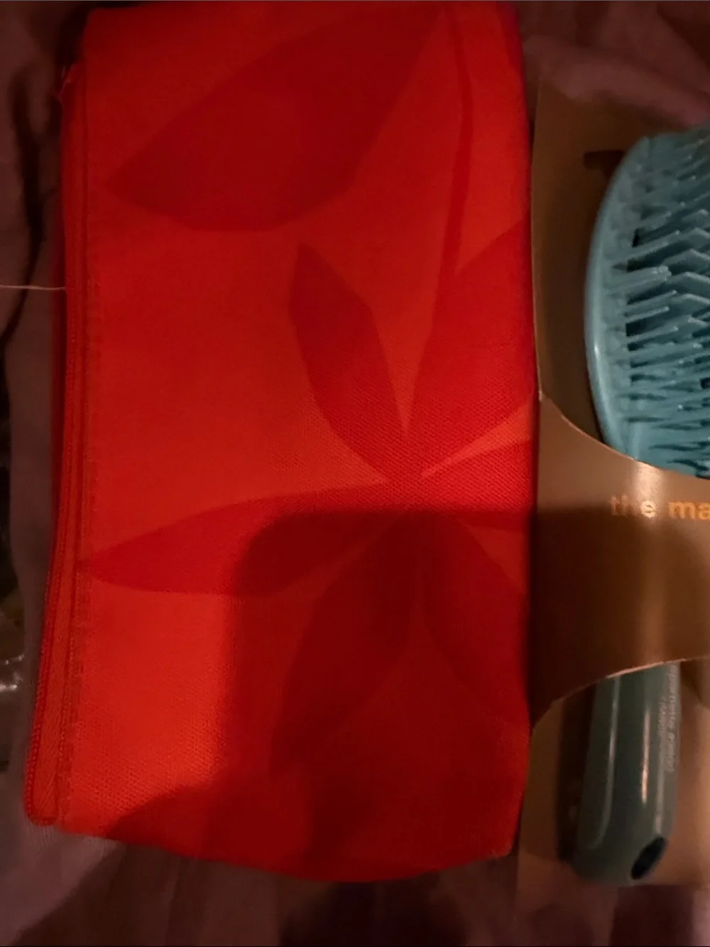 Blue Detangling Hair Brush with Orange Floral Pouch etc